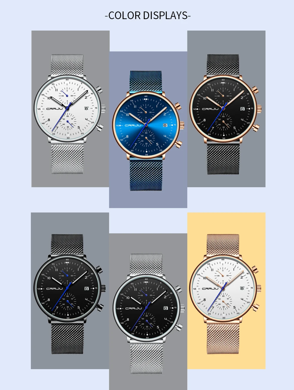 CRRJU Luxury Brand Men's Watches Full Steel Business Wristwatch Waterproof Quartz Men Watch Male Clock Relogio Masculino