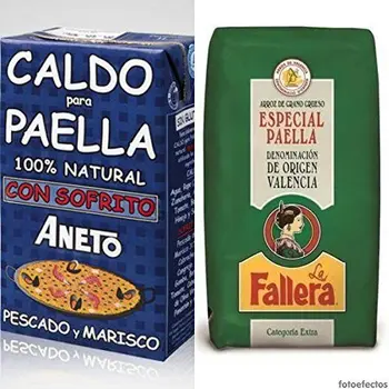 

Lot 1kg Riz spécial paella 1 Kg La Fallera + 1lt Bouillon spécial pour paella ANETO