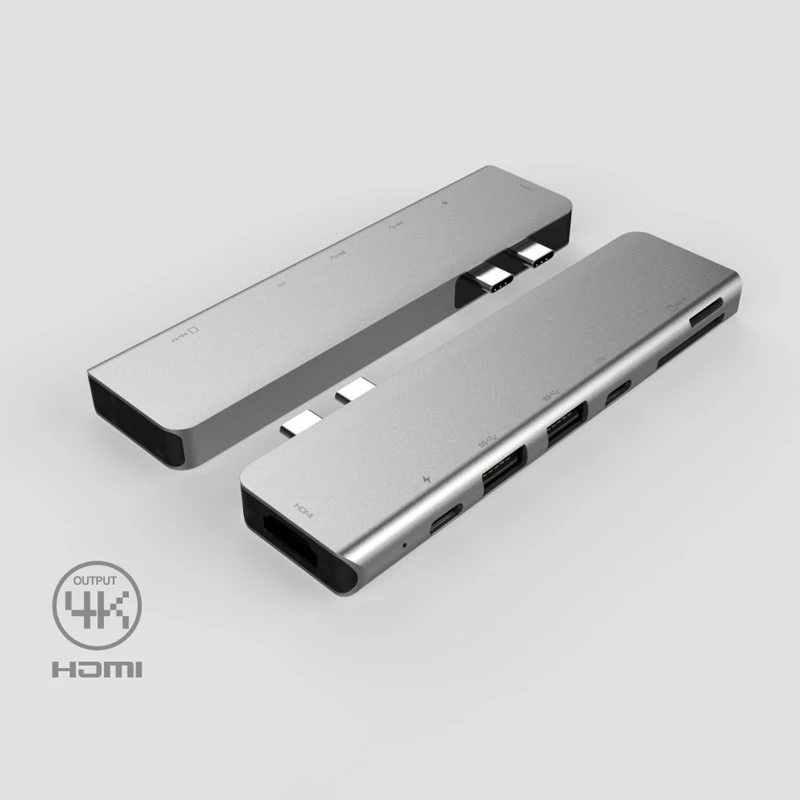 7 в 1 Thunderbolt3 USB 3,1 type C концентратор 4 к 60 Гц USB адаптер Поддержка 87 Вт Зарядка для MacBook Pro/tv