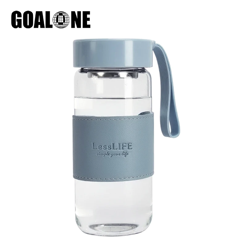 

GOALONE 500ML Sports Water Bottle for Children Reusable Glass Cup Tumbler with Insulator Sleeve Borosilicate Glass Water Bottle