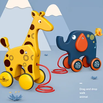 

Children Learning Educational Toys Learn To Walk Drag Toys Babies Drag Drivers Pull Ropes Animals Puppy Piggy Car Toys Kids Gift