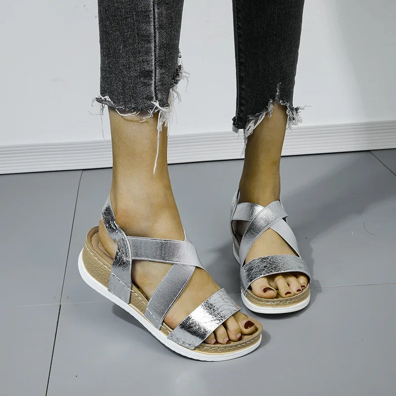 

2020 Women's Sandals High Quality High Heel Rome Flip Flops Wedges Sandals Artificial Leather Platform Women Sandalia Feminina