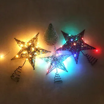 

Exquisite Star Christmas Tree Topper Decor Festival Star Pentagram Pendant Shiny Christmas Tree Ornament Xmas Tree Wrought Star