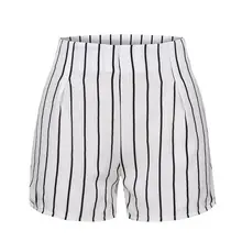 Женские модные летние полосатые стильные свободные шорты на молнии, пляжные шорты с высокой талией