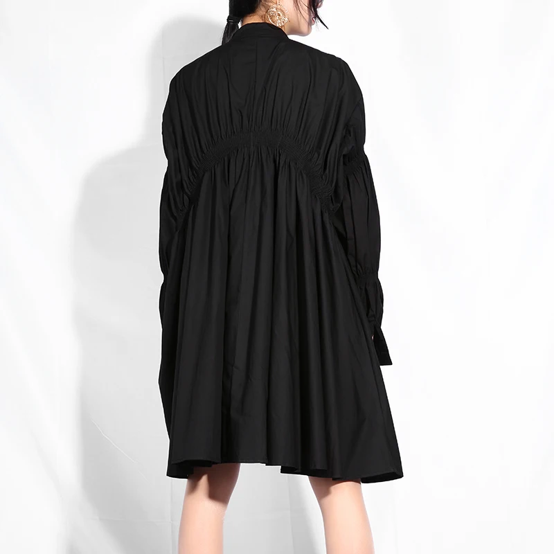 New fashion style Black Pleated Fold Stitch Irregular Big Size Dress Fashion Nova Clothing