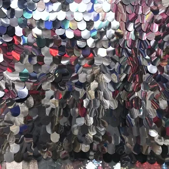 

African Lace Fabric 2019 Embroidered Nigerian Lace Fabric Bridal Silver Grey Sequin French Tulle Lace Fabric for Wedding Party