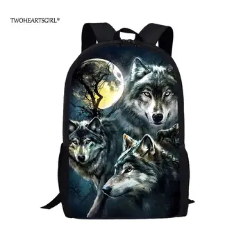 

Twoheartsgirl 3d Wolf Animals School Backpack for Teen Boys Girls Cool Student Bookbags Elementary Primary Children Rucksack