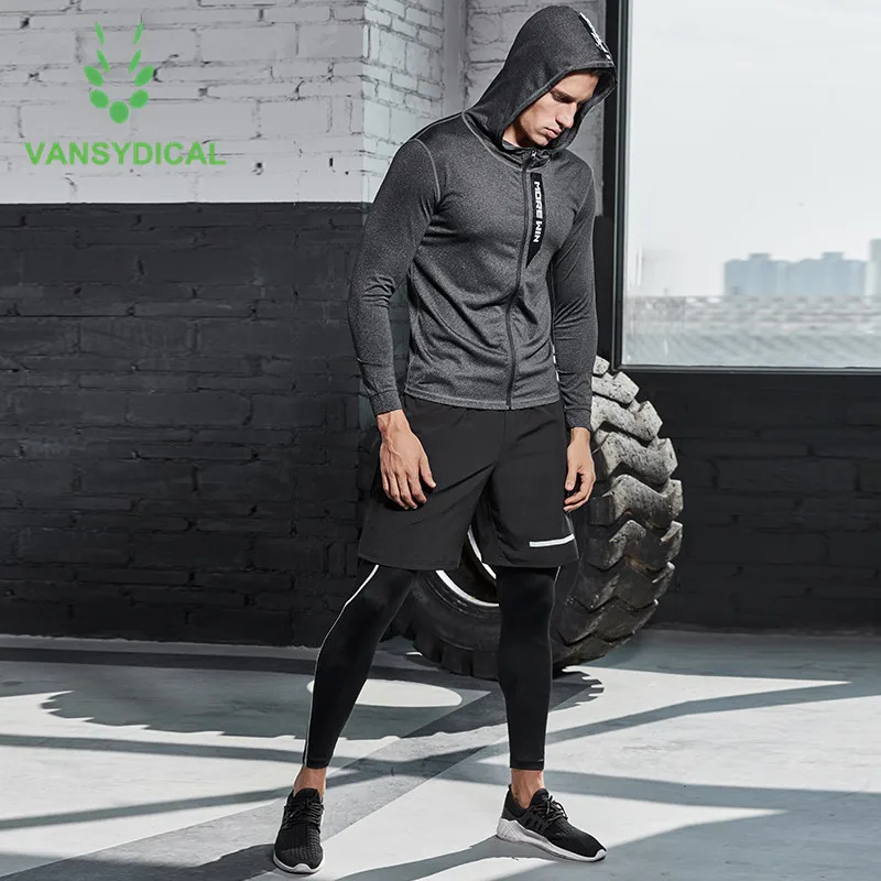 Ervaren persoon abortus vaas Brand Fitness Sports Suit Men Gym Clothing Compression Tights Set Workout  Outfit Quick Dry Running Training Sportswear 5pcs/set - Running Sets -  AliExpress