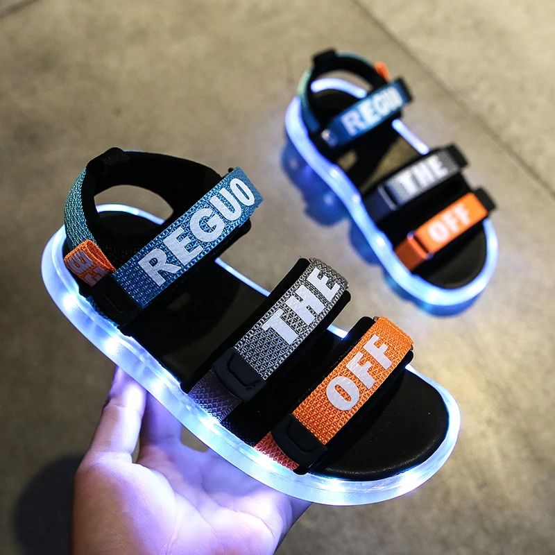 Igemy Children Sport Sandals Toddler Luminous Sandals Kids LED Light Up Shoes Summer Boys & Girls Baby Sport Lightning Sneakers Child Shoes for Age 12 Months 6 Years 