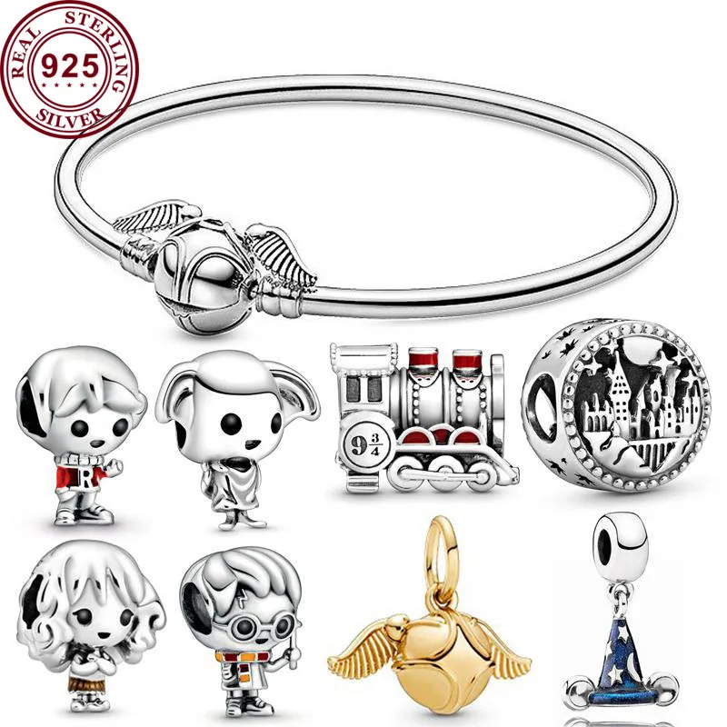 

2020 Potter Style Moments Golden Snitch Clasp Pendant Fit Original Pan Charms Bracelet Hogwarts Express Train Beads Jewelry