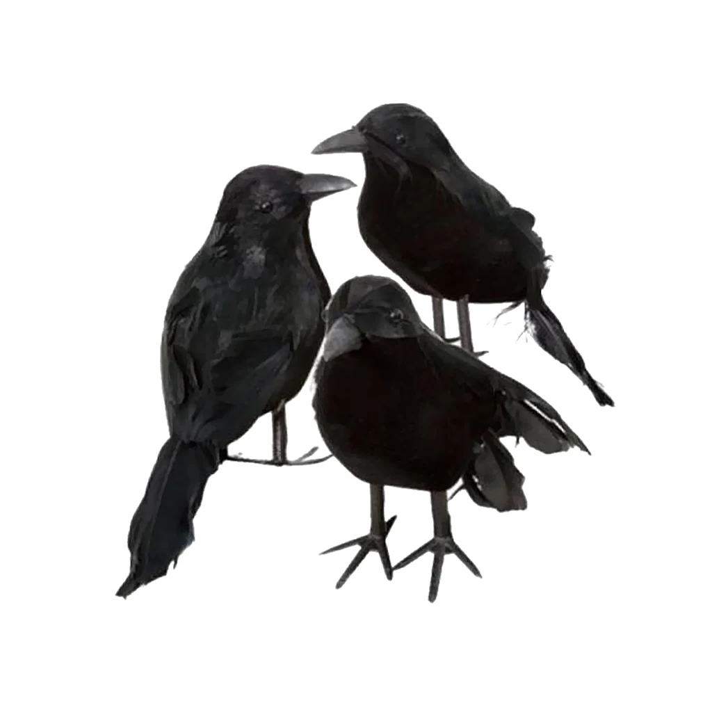 12pcs/set Fake Ravens Crows Realistic Birds for Home Garden Halloween Wedding Decoration