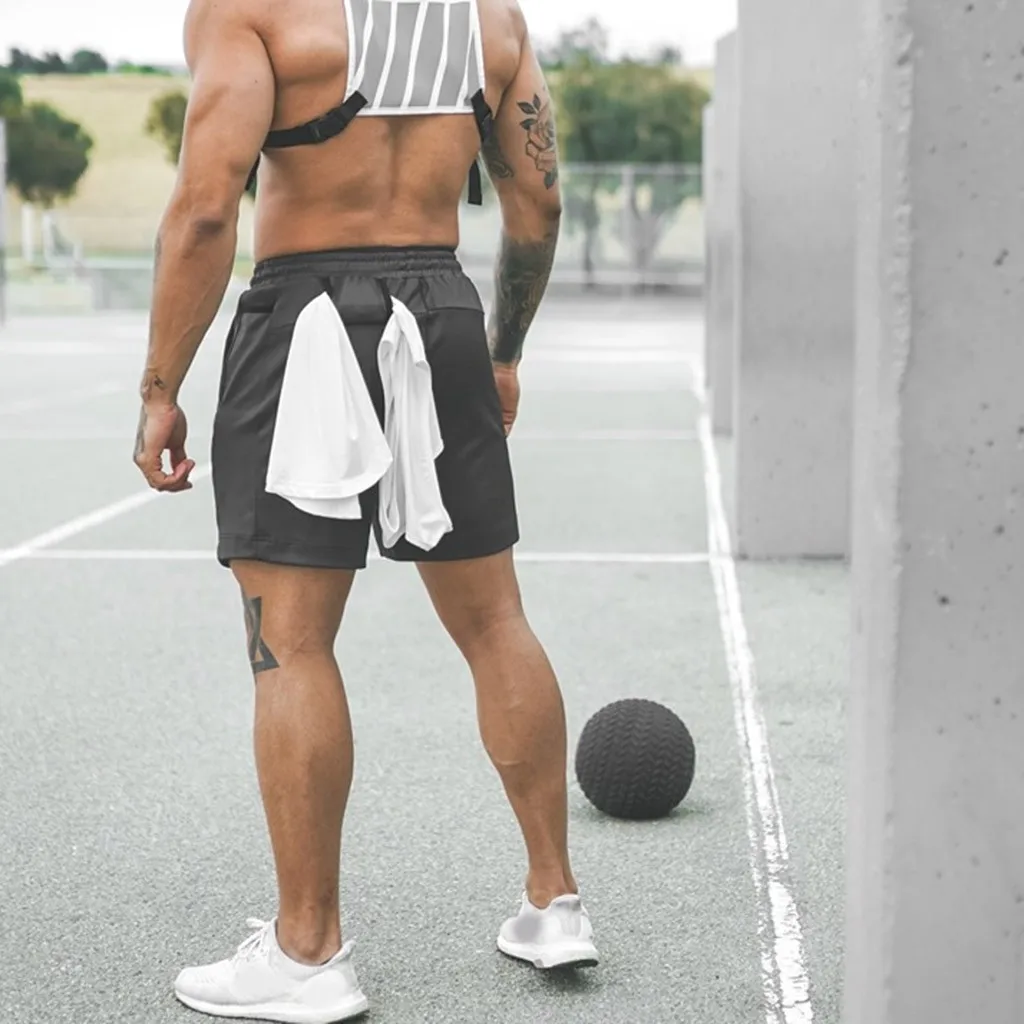 Promotion Men Gyms Fitness Loose Shorts Bodybuilding Joggers Summer Quick-dry Cool Short Pants Male Casual Beach Brand Sweatpants jr06