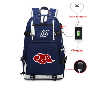 

NARUTO Bagpack Luminous USB Charging Travel Bag Schoolbag Backpack Outdoor Mountaineering Hiking Mountaineering Camping Backpack