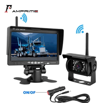 

AMPrime Wireless Truck Vehicle Backup Camera 7'' HD Monitor IR Night Vision Waterproof Rear View Camera for RV Truck Trailer Bus