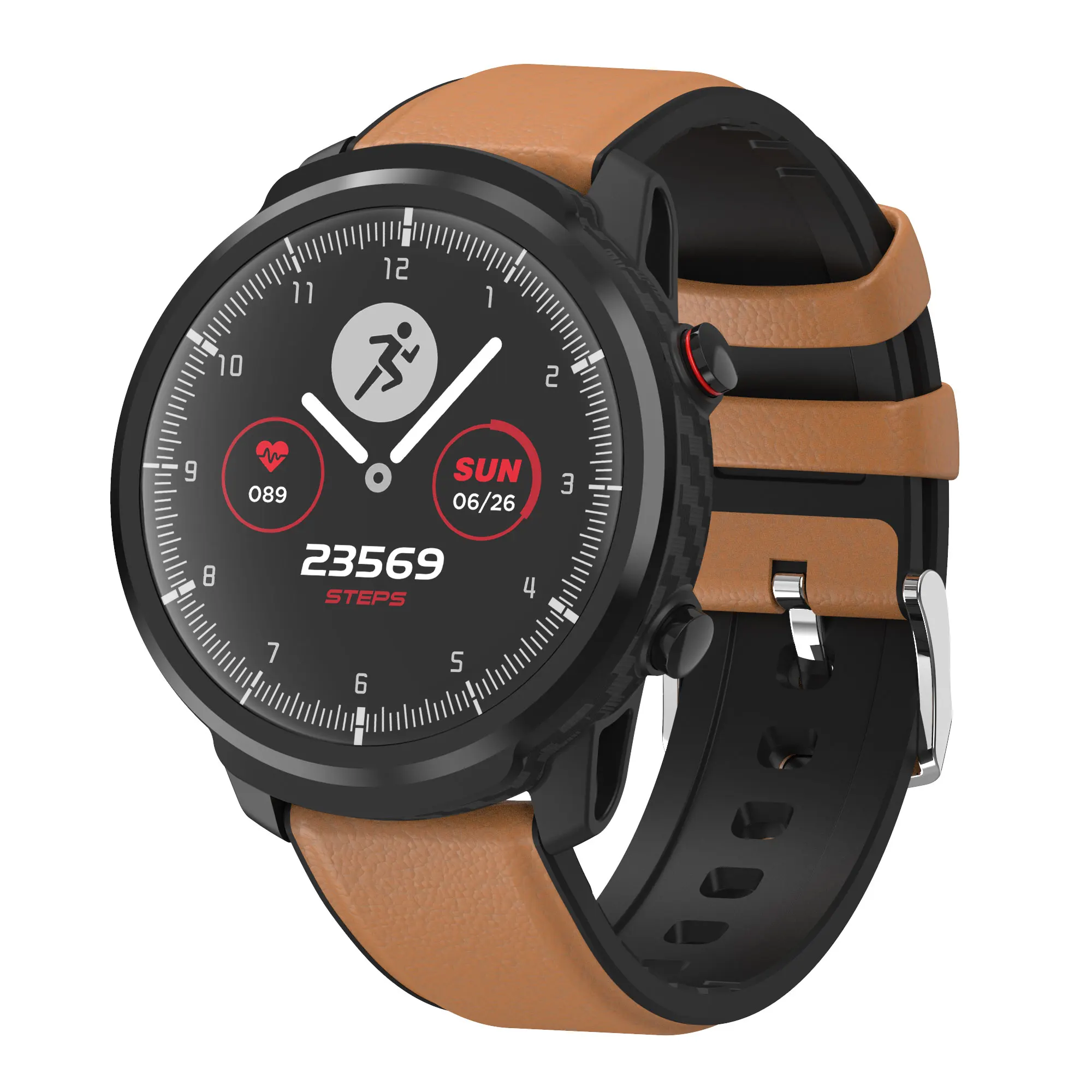 L5 s10 L3 Смарт-часы для мужчин IP68 Водонепроницаемый Полный сенсорный экран 60 дней в режиме ожидания умные часы пульсометр кровяное давление трекер - Цвет: leather starp