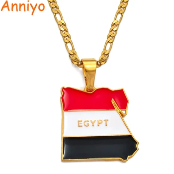 

Anniyo Country Egypt Map & Flag Necklace Pendant for Women/Men Gold Color Jewelry Egyptians Gifts #116406