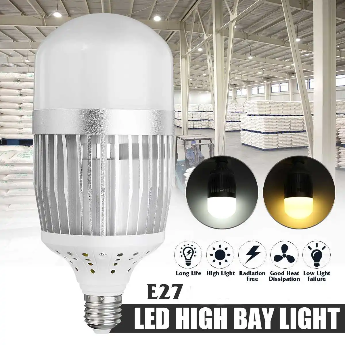 

200W LED Globe Bulb E27 Super Bright High Power Workshop Lamp Factory Industry Indoor Lights Courtyard Lamps Workshop Lighting
