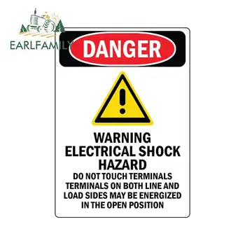 

EARLFAMILY 13cm x 9.2cm for Warning Electrical Shock Camper Car Stickers Personality Creative Decal 3D Waterproof Accessories