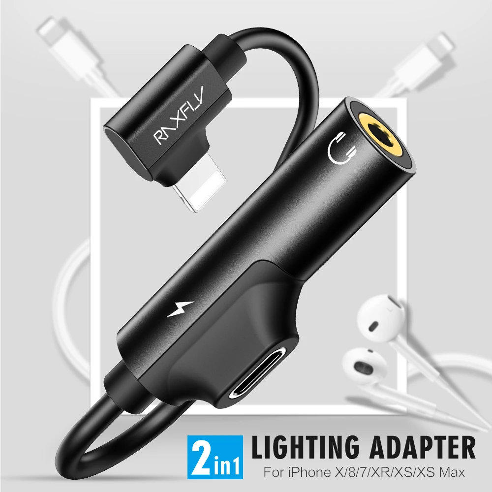 

3.5mm Charging Splitter USB Adapter For iPhone Xr II 11 X Xs Lighting Audio Charger Xs Max 2 in 1 AUX For iPhone 7 8 Headphone