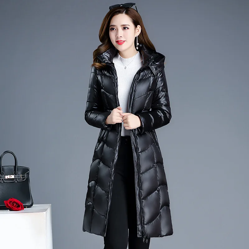 

2019 Winter Korean-style New Style Slim Fit Contour Simplicity Glorious Long Sleeve with Zipper Mid-length Hooded Warm Cotton-pa