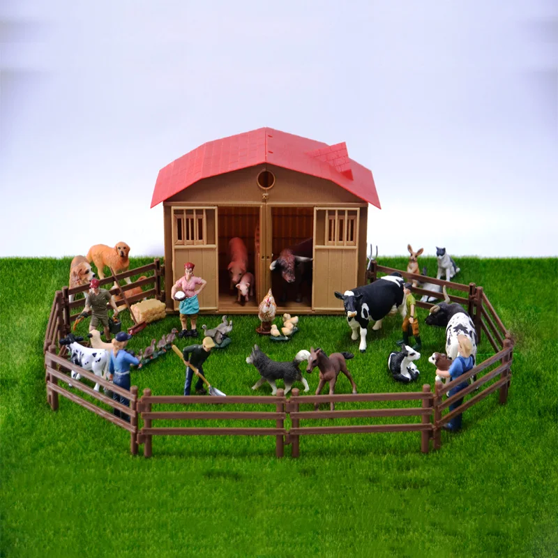 198 15 De Réductionoriginal Véritable Ferme Maison Animaux Ensembles Animaux Chiens Chevaux Poney Vaches Sheeps Poulet Poule Chat Oie Enfants