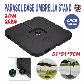 

4pcs/set Portable Outdoor Parasol Umbrella Base Stand Durable Heavy Duty Square Garden Patio Umbrella Sun Shelter Accessory