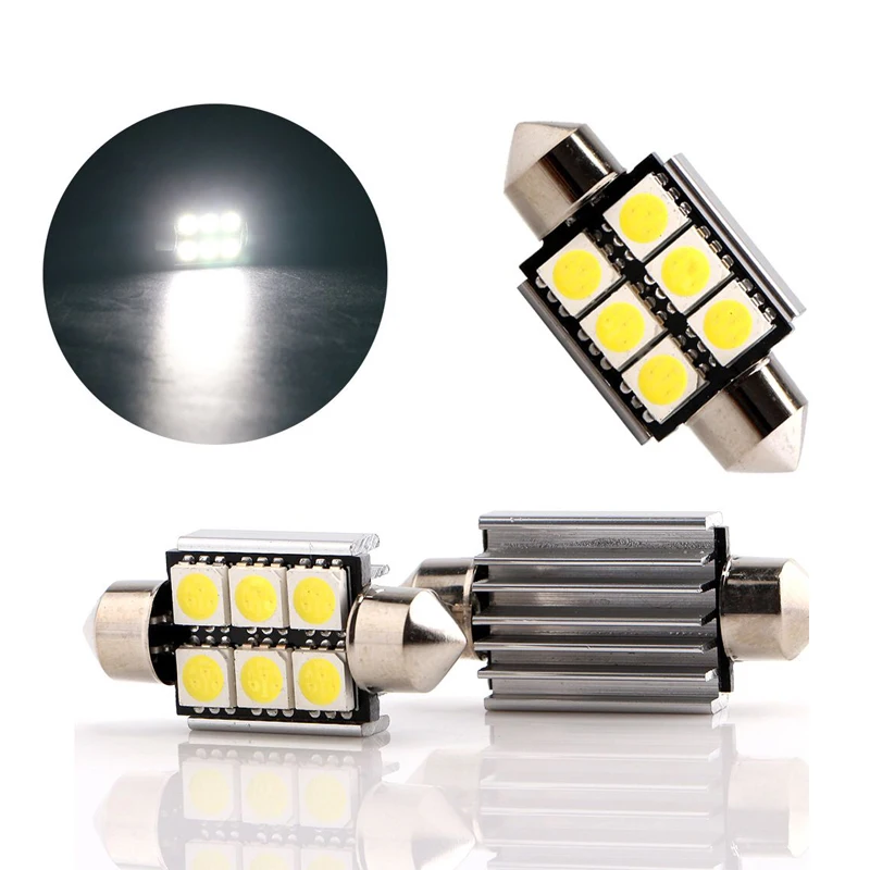 6 шт. яркая белая Гирлянда 6 SMD 5050 светодиодный 6 светодиодный C5 36 мм 39 мм купол внутренняя Лицензия пластинчатый светильник DC12V Автомобильная дверная лампа