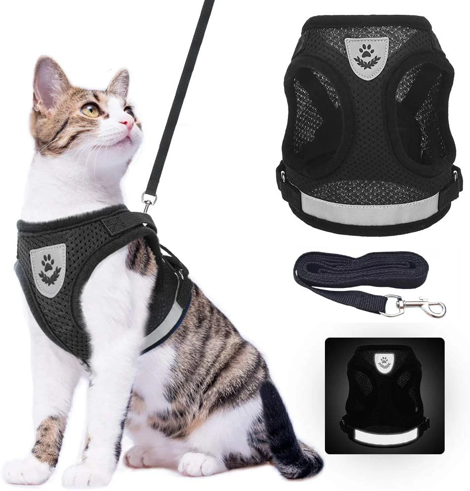 Adjustable Cat Harness And Leash Escape Proof Pet Clothes Kitten Puppy Dogs Vest Easy Control Reflective Cat Harness