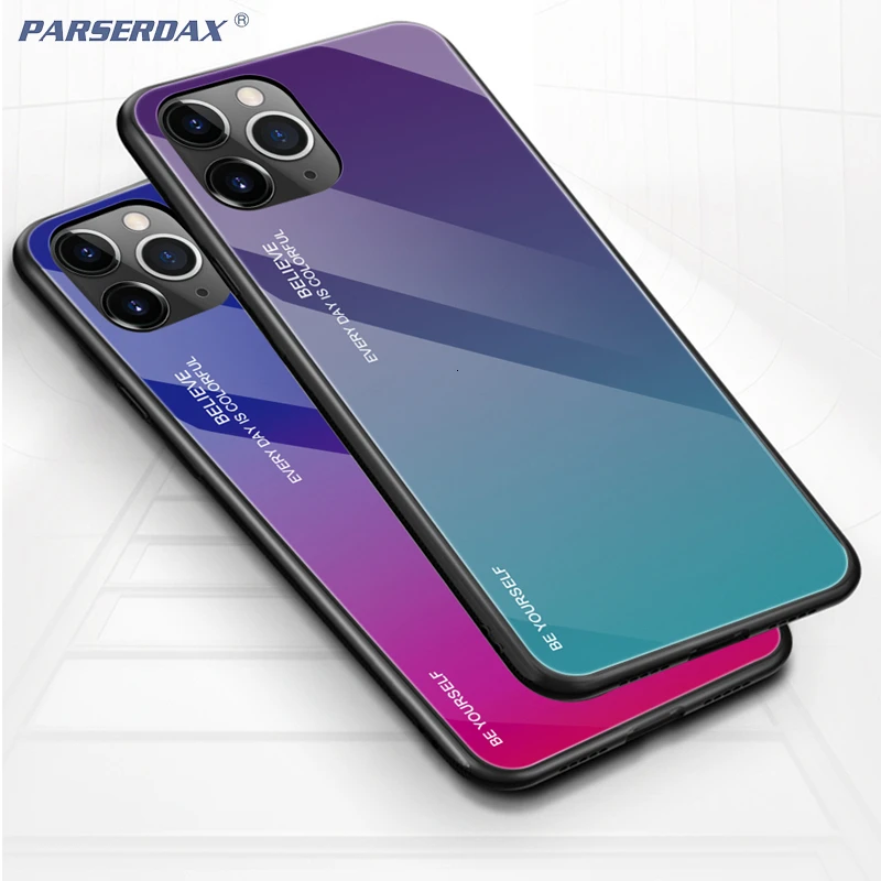 Градиентный чехол для телефона из закаленного стекла Apple iPhone 11 Pro Max X XS XR 8 7 Plus 6 6S