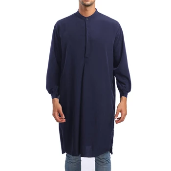 

2019 winter men's shirt Arab style fashion simple long men's shirt burqa four seasons wear
