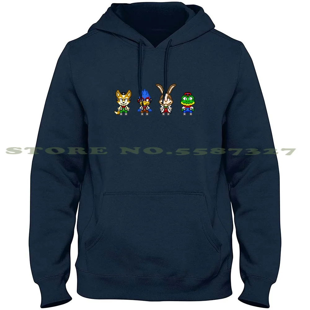 Star Fox Team Mini Pixel Streetwear Sport Felpa Con Cappuccio Star Fox Logo Retro Nintendo N64 Starfox Snes Gamecube Adventure