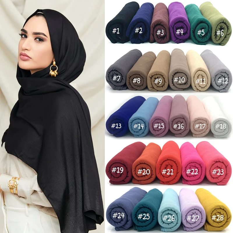 Plain Jersey Hijab Scarf Soft Elastic Muslim Women Cotton Modal Long Scarves Headband Turban Shawl Islamic Headscarf Head Wraps autumn winter cotton scarf shawls for women muslim soft headscarf malaysia hijab scarf crinkle head scarves female head wraps