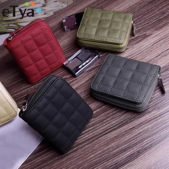 

eTya 2019 Fashion Plaid Women Wallet Vintage Leather Ladies Small Clutch Coin Card Holder Wallet Female Purse Short Wallet Hot