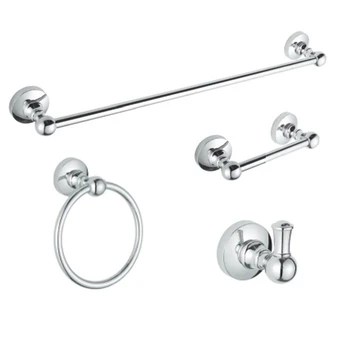 

Coat Hook Stainless Steel Single Towel Bar Chrome 4-piece Bathroom Hardware Accessories Set Toilet Roll Paper Holder Towel Ring
