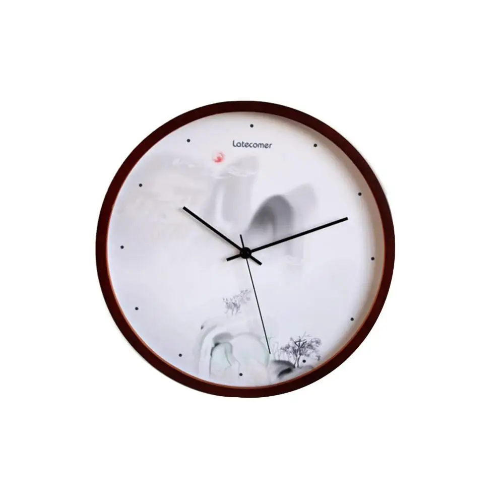 E-2 LATECOMER New Clock Watch Wall Clocks Silent Wooden Home Decoration Living Room Buddha wooden clock simple creative wall clock - Цвет: E-2