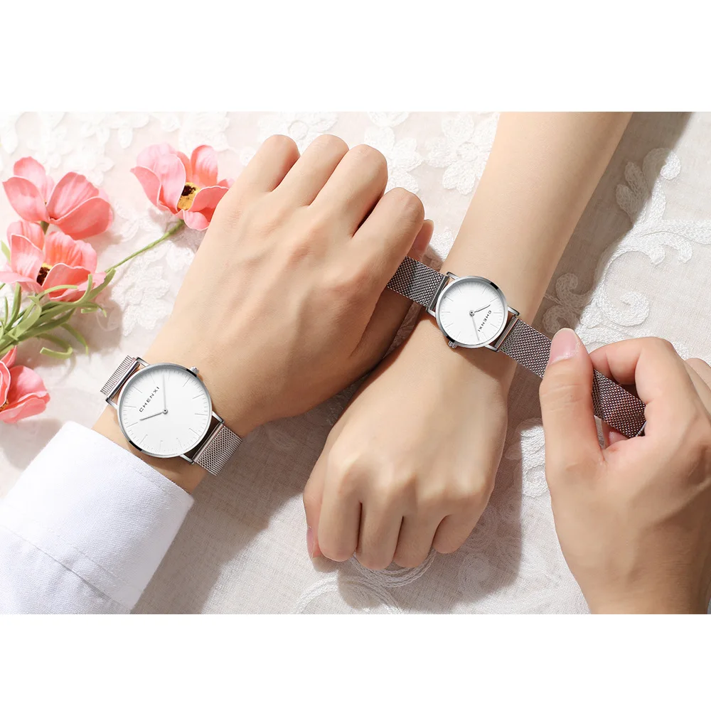 

TurnFinger Popular Top Craft Luxury Quality Ultra-thin Waterproof Mesh Belt Simple Fashion Beautiful Romantic Couple Watch