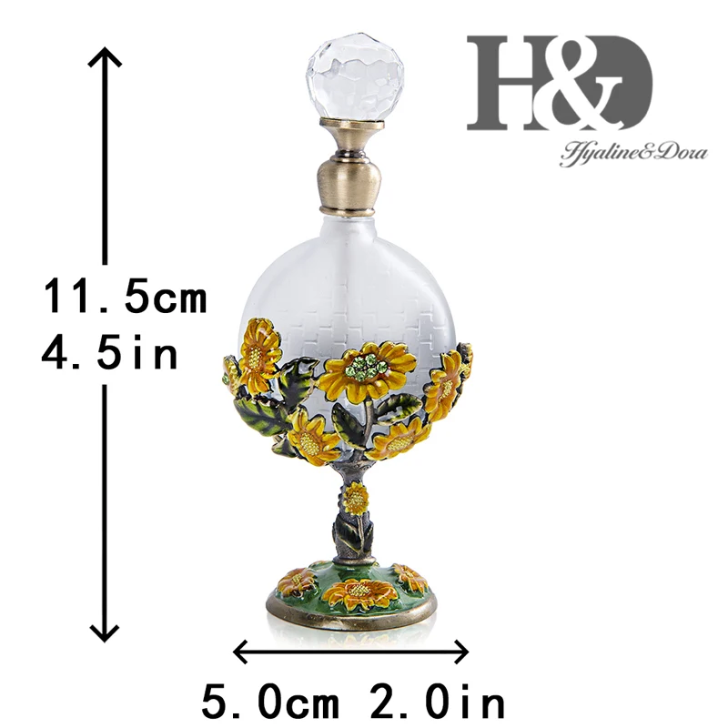 H& D 8 мл стеклянный многоразовый флакон для духов с рисунком подсолнуха, декоративный ручной работы, инкрустированные драгоценными камнями пустой ароматизатор контейнер для домашнего декора