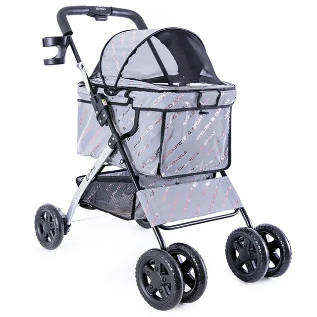 Pet Stroller Foldable Pets Cart Lightweight Outdoor Travel Gear For Cats Dogs Dazzling Pink S