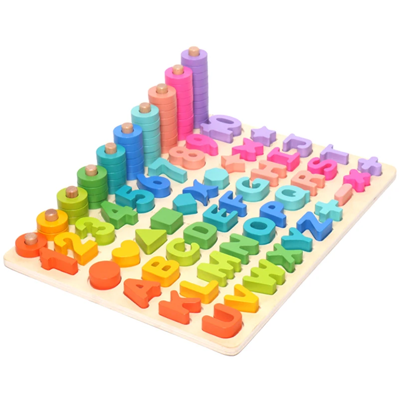 

Children 6 in 1 Log Board Letter Shape Matching Toy Learning Count Matching Number Shape Early Education Teaching Children Math