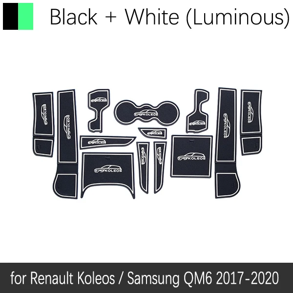 Anti-Slip Rubber Cup Cushion Door Groove Mat for Renault Koleos MK2 Samsung QM6 Accessories mat for phone - Название цвета: White Luminous