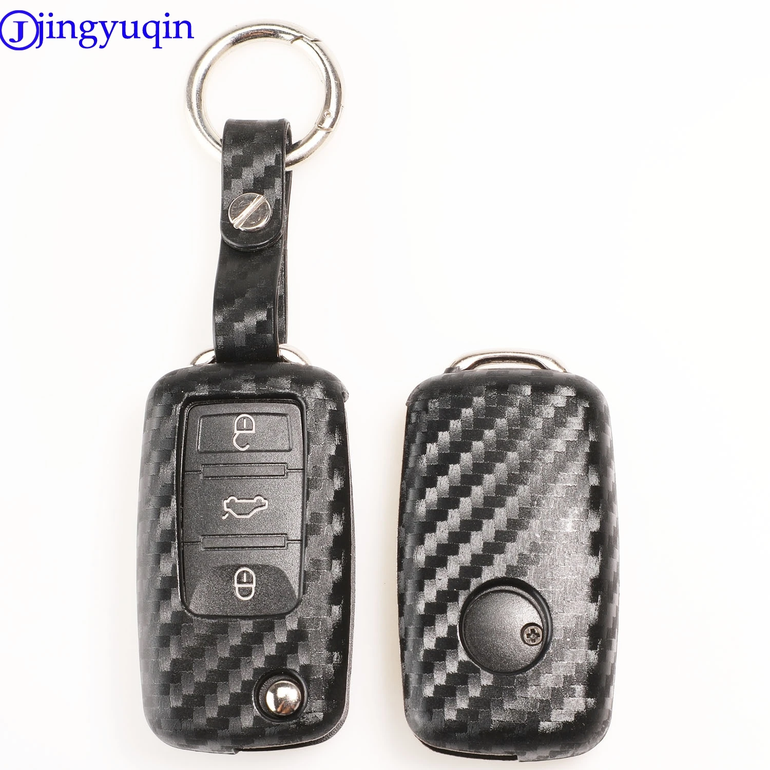 Jingyuqin 3B удаленный углеродный силиконовый чехол для ключей VW Golf Bora Jetta POLO Passat Skoda