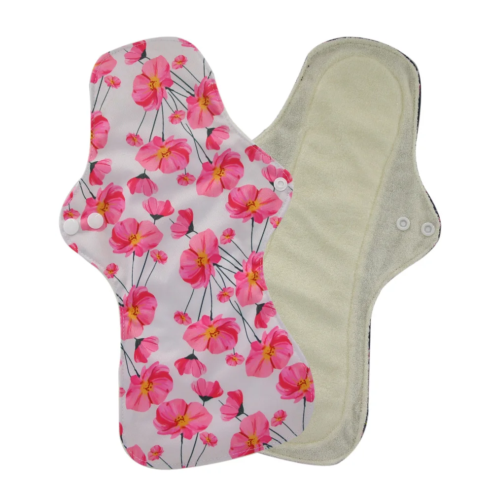 1" Фламинго печатные ночное Использование многоразовые менструальные подкладки для тяжелого потока большой размер дышащая женская Ткань колодки подкладка водонепроницаемый - Цвет: organic bamboo pad46