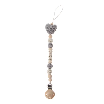 

Wooden Bead Dummy Clip Holder Pacifier Clips Soother Chains Baby Teething Toy