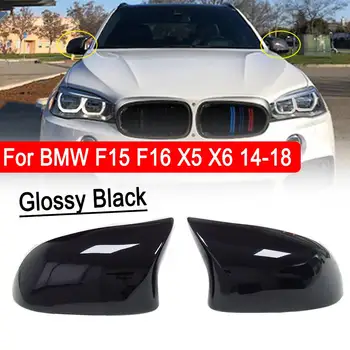 

1Pair Glossy Black Side Mirror Cover Cap Replacement M Style Rearview Shell For BMW F15 F16 X5 X6 2014-2018