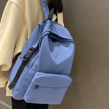 

Unisex Solid Color Nylon Backpack Large Capacity Daypack Lightweight Travel Bookbag for Teenagers Schoolbag 2020 Fashion