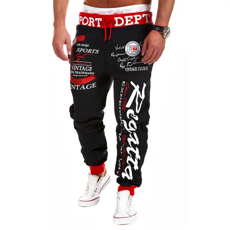 Men's Hip Hop Casual Jogging Pants Letter Print Sport Gym Fitness Slim Fit Baggy Trousers Sportwear Sweatpants Jogger Tracksuit