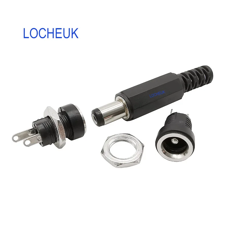 10 Stücke 2,1mm x 5,5mm Stecker DC Netzstecker Buchse Jack Stecker Schwarz 0U