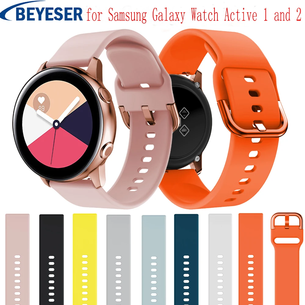 20 мм Силиконовые Ремешки для наручных часов Samsung Galaxy Watch Active 2 40 44 смарт спортивный