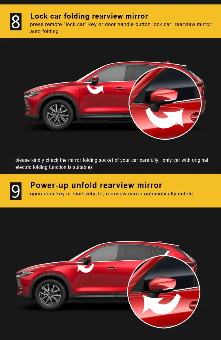 Original car power window Closer+ mirror folding system For Mazda CX-5 windows roll up automatically