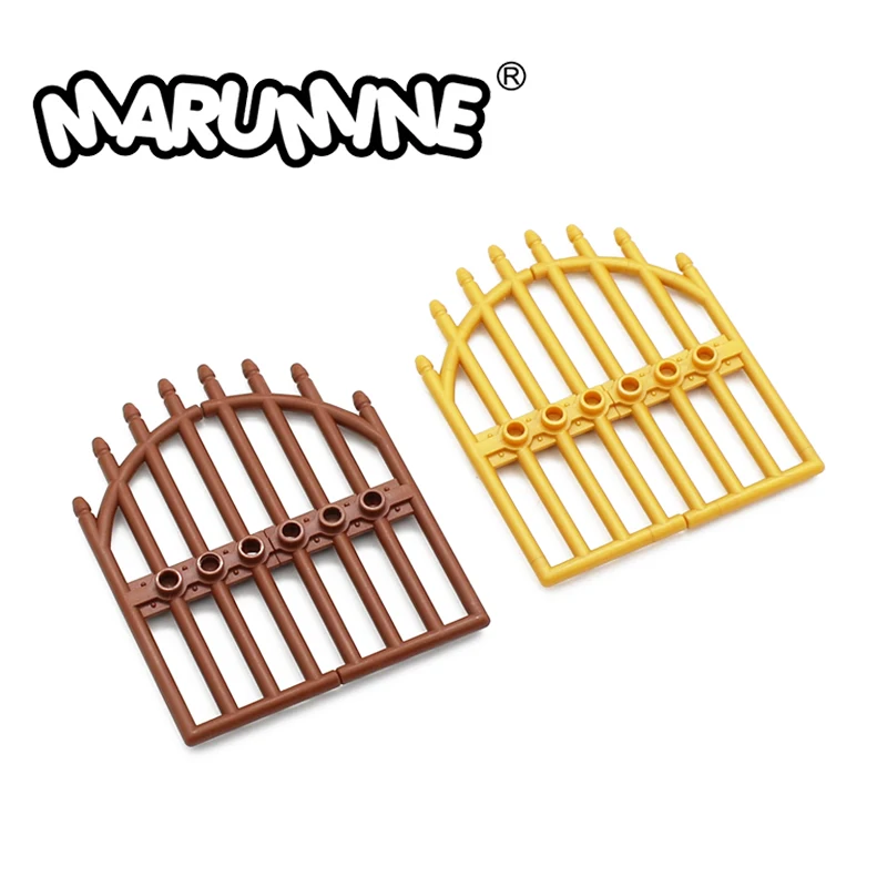 Marumine ladrillos MOC puerta 1x4x9 arqueada puerta con bares y tres pendientes prefabricadas escena 42448 creativa Buidling bloques piezas